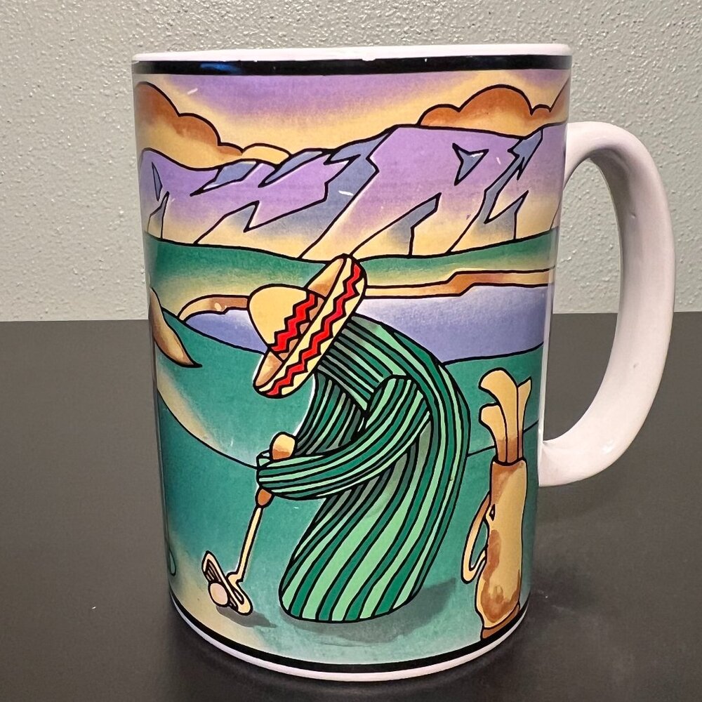 Vtg MAACK Saguaro Cactus Golf Mug ~ Michael Julian Maack ~ Southwest ~ Arizona